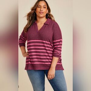 Maurices Fairview Collared Knit Top Plus Size 2X